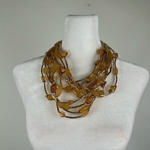 Linea By Louis Dell’Olio Carnival Multistrand Beaded Necklace Orange & Gold
